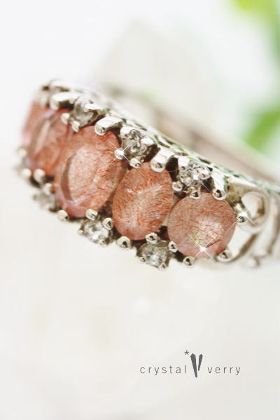 ストロベリークォーツ　水晶　苺　パワーストーン　指輪　リング